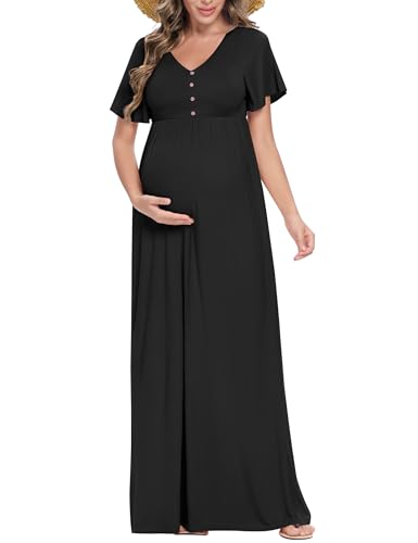 Peauty Fall Maternity Dress (Button Maxi)