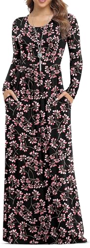 VIISHOW Women's Long Sleeve Loose Plain Maxi Dress