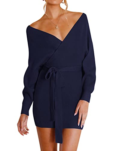 ZESICA Wrap Sweater Dress