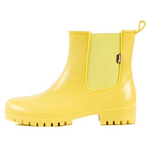planone Short rain Boots for Women and Waterproof Garden Shoes,Anti-Slipping White Chelsea Rainboots for Ladies with Comfortable Insoles,Stylish Light Ankle rain Shoes and Outdoor Work Shoes