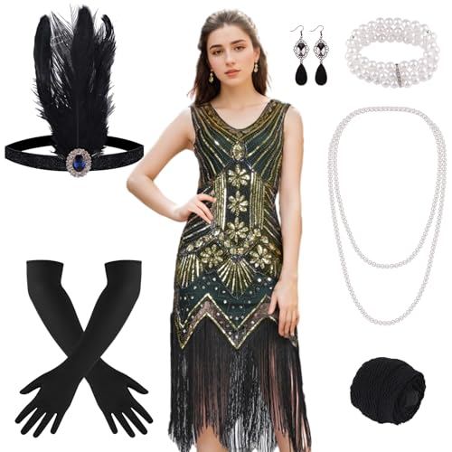 FEPITO 1920s Flapper Dresses for Women