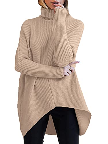 ANRABESS Womens Oversized Turtleneck Batwing Long Sleeve Casual Cozy Baggy Knit Pullover Tunic Sweater 2025 Fall Outfits
