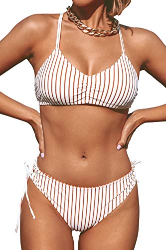 CUPSHE Women's 2 Piece Bikini Set Back Braided Straps with Reversible Bottom