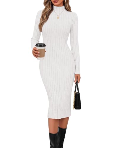 MEROKEETY Slim Ribbed Midi Dress