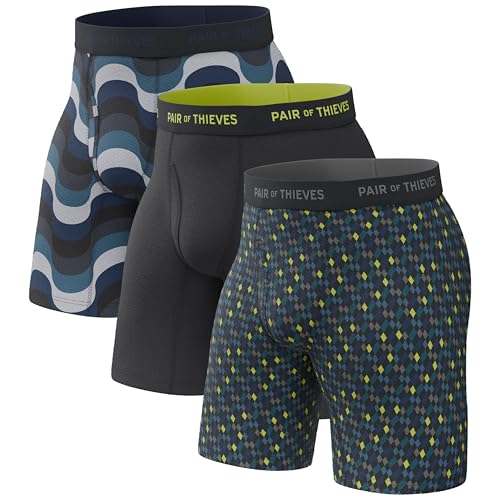 Pair of Thieves Mens Long Boxer Briefs  Soft, Breathable, Quick Dry Underwear with 4-Way Stretch  Multi-Pack