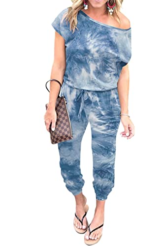 PRETTYGARDEN Jumpsuits for Women 2025 Dressy Casual Off Shoulder Romper Outfits Spring Vacation Travel Summer Lounge Clothes