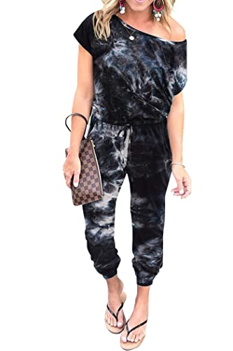 PRETTYGARDEN Jumpsuits for Women 2025 Dressy Casual Off Shoulder Romper Outfits Spring Vacation Travel Summer Lounge Clothes