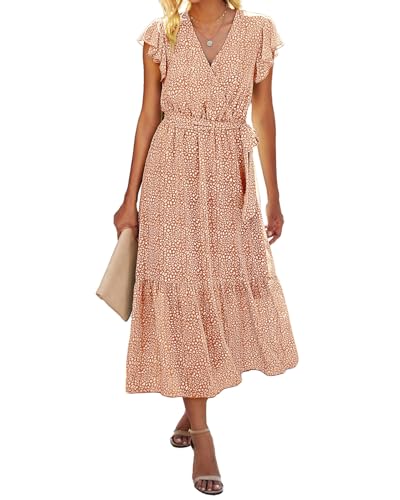 BTFBM Wrap V‑Neck Ruffle Midi