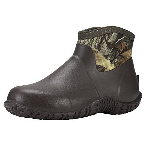 HISEA Men's Garden Shoes, Ankle Height Rain Boots Waterproof Insulated Rubber Neoprene Outdoor Work Booties Mud Shoe for Gardening Farming Camping Fishing and Yard Working