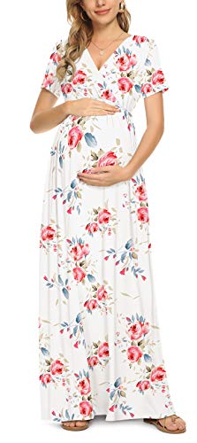 Xpenyo Maternity Maxi Dress Women Casual Wrap Long Baby Shower Pregnancy Dresses