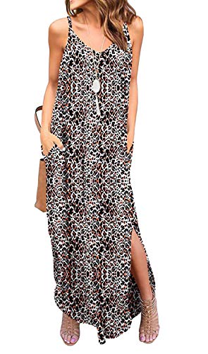GRECERELLE Women's Summer Casual Loose Dress Beach Cover Up Long Cami Maxi Dresses with Pocket