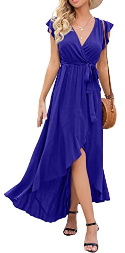 GRECERELLE 2025 Women's Spring Summer Boho Floral Print V-Neck Faux Wrap Maxi Dress for Wedding Guest, Graduation, Party
