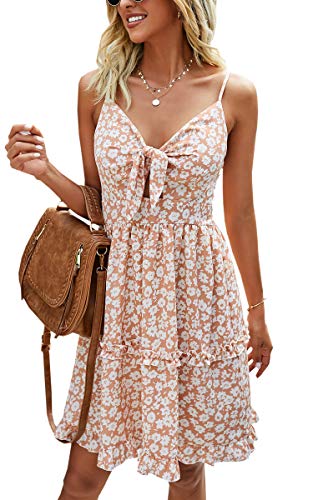 ECOWISH Tie-Front Spaghetti Midi (B08TWR6235)