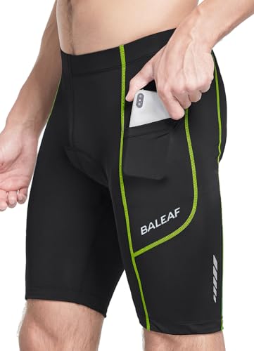 baleaf Men's Padded Bike Shorts Cycling Road Biking Riding Bicycle Cycle Wear Pockets UPF 50+ MTB Accessories Tights