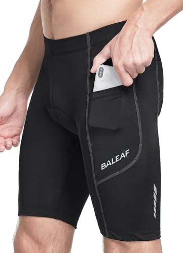 baleaf Men's Padded Bike Shorts Cycling Road Biking Riding Bicycle Cycle Wear Pockets UPF 50+ MTB Accessories Tights