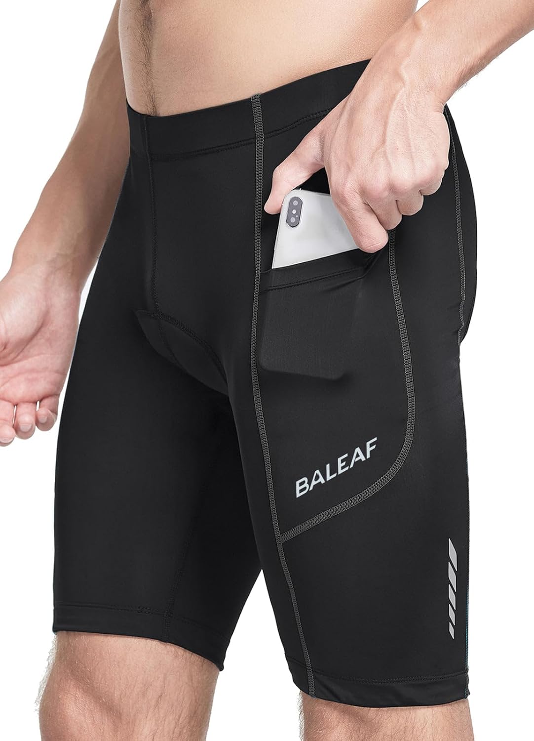 baleaf Men's Padded Bike Shorts Cycling Road Biking Riding Bicycle Cycle Wear Pockets UPF 50+ MTB Accessories Tights