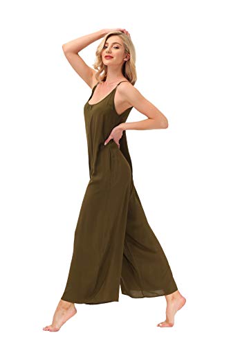 BUENOS NINOS Women's V Neck Floral Maxi Dress Boho Printed Adjustable Spaghetti Strap Ethnic Beach Long Dress with Pockets