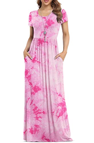 VIISHOW Women's Short Sleeve Loose Plain Maxi Dresses Casual Long Dresses with Pockets
