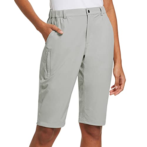 BALEAF Women's Bermuda Knee Length Long Shorts for Summer Hiking Golf Camping Stretch Lightweight Nylon Quick Dry