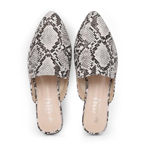 MUSSHOE All-Season Women's Mules:Pointed Toe Backless Loafers:Slip-on Dressy Comfortable Casual Office Business Flat Shoes for Working Women Aged 25-45