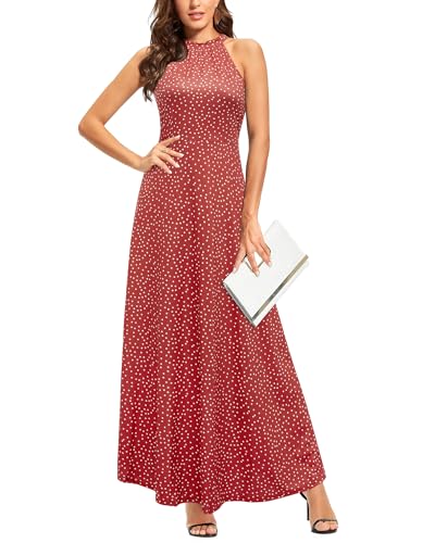 STYLEWORD Women's Summer 2025 Maxi Dress Floral Halter Neck