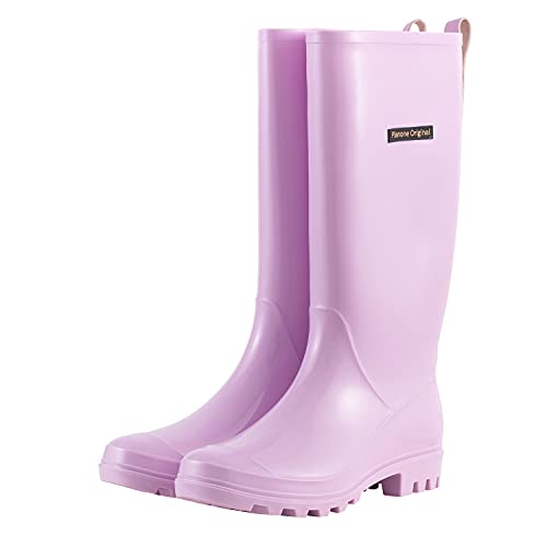 planone Tall rain Boots for Women and Waterproof Garden Shoes,Anti-Slipping Rainboots for Ladies with Comfortable Insoles,Stylish Light rain Shoes and Outdoor Work Shoes