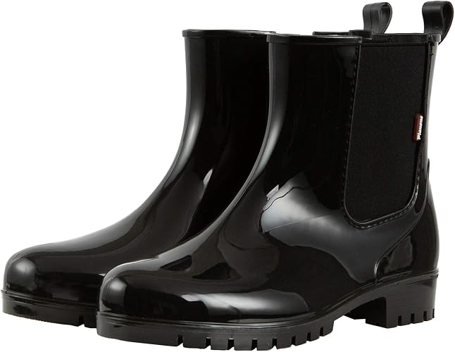 planone Short rain Boots for Women and Waterproof Garden Shoes,Anti-Slipping White Chelsea Rainboots for Ladies with Comfortable Insoles,Stylish Light Ankle rain Shoes and Outdoor Work Shoes