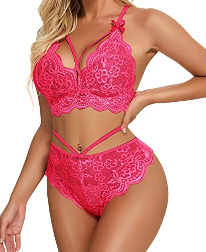 Namifin Women Lingerie Set Lace Bralette and Panty Set Strappy Lace Lingerie