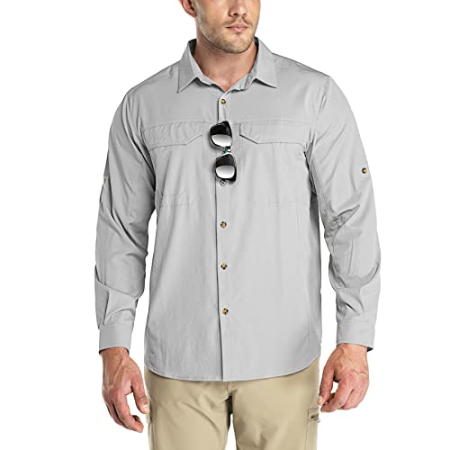 Outdoor Ventures Men's UPF 50+ UV Sun Protection SPF Hiking Shirt Long Sleeve Lightweight Quick Dry for Safari Travel Fishing