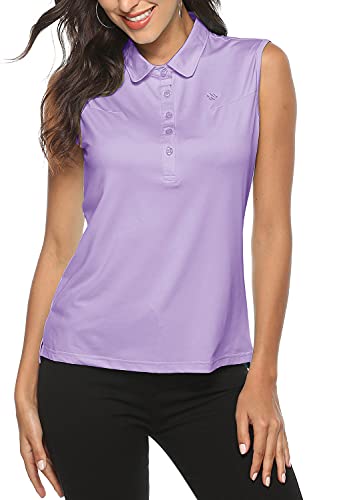 AIRIKE Golf Polo Shirts for Women Sleeveless Summer Sports Athletic Fashionable Workwear-Quick Dry Womens Tank Tops