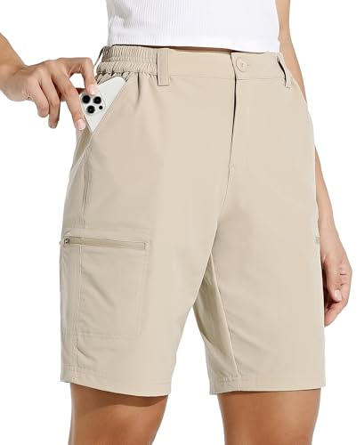 Willit Women's 10" Hiking Cargo Shorts Stretch Golf Active Long Quick Dry Outdoor Summer Shorts