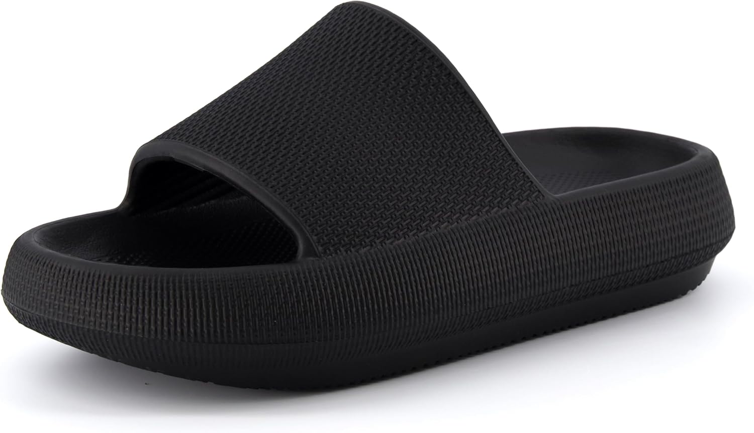 CUSHIONAIRE Feather Slides  Comfortable Cloud Cushion House Slippers for Women, Indoor Outdoor EVA Foam Foot Spa Shower Shoes, Non-Slip Arch Support