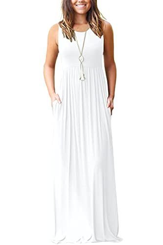 AUSELILY Women's Summer Sleeveless Loose Maxi Dress