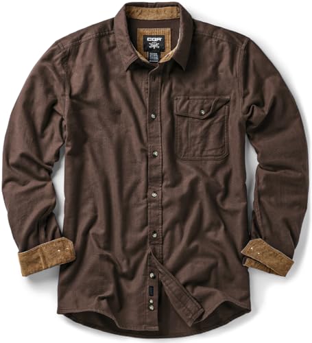 CQR Men's All Cotton Flannel Shirt, Long Sleeve Casual Button Down Plaid Shirt, Brushed Soft Outdoor Tactical Work Shirts