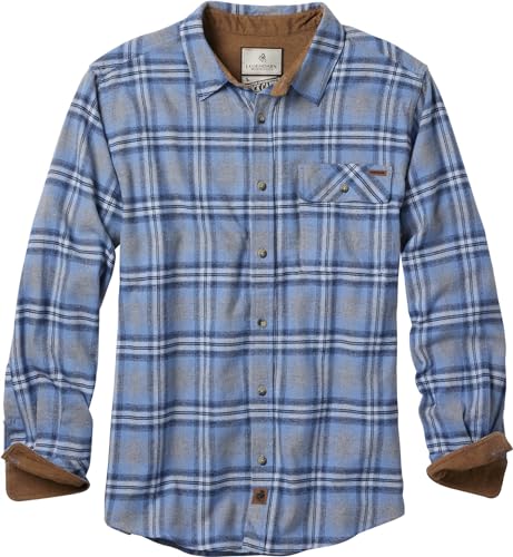Legendary Whitetails Men's Buck Camp Flannel, Long Sleeve Plaid Button Down Casual Shirt, Corduroy Cuffs