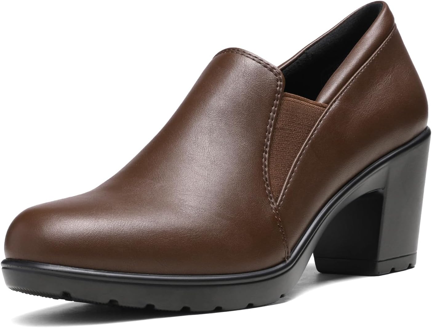 DREAM PAIRS Women's Low Chunky Block Heels Pumps Comfortable Slip-on Heeled Loafers Dress Work Shoes for Office Business