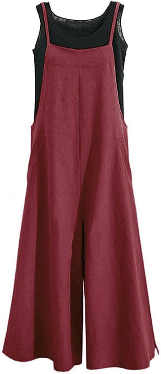 YESNO Women Casual Loose Long Bib Pants