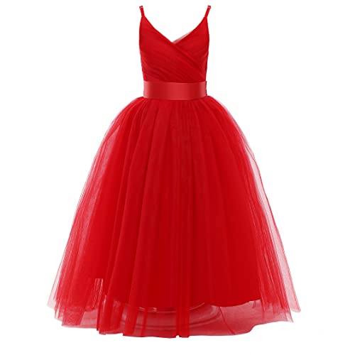 Glamulice Flower Girls Spaghetti Strap Tulle Dress