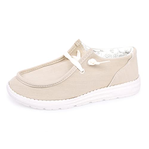 BENEKER Women's Loafers Slip On Low Top Sneakers Casual Boat Shoes Comfortable Walking Flats Breathable Canvas Shoes