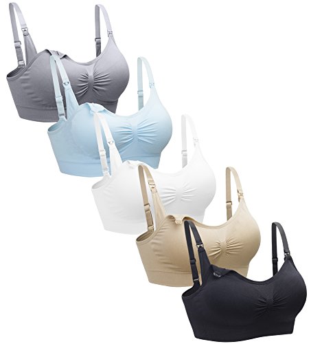 Suekaphin 5PACK Nursing Bra Wireless Bra Women's Sleeping Maternity Bra Breastfeeding Bra
