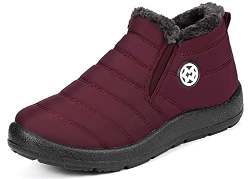 Hsyooes Womens Warm Fur Lined Winter Snow Boots Waterproof Ankle Boots Outdoor Booties Comfortable Shoes for Women