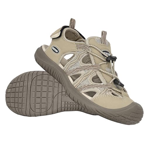 GRITION Hiking Sandals Women Closed Toe, Waterproof Lightweight Adjustable Hiking Athletic Sandals, Breathable For Beach Summer Adventure Comfortable Outdoor Sport