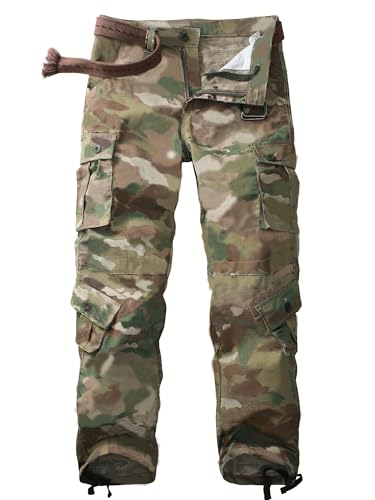 AKARMY Men's Casual Cargo Pants Military Army Camo Pants Combat Work Pants with 8 Pockets