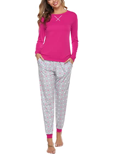 Soft Womens Pajama Sets Cotton Long Sleeve Pj Sets Comfy 2 Piece Sleepwear Cozy Loungewear Nightwear With Pockets