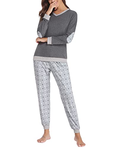 Soft Womens Pajama Sets Cotton Long Sleeve Pj Sets Comfy 2 Piece Sleepwear Cozy Loungewear Nightwear With Pockets