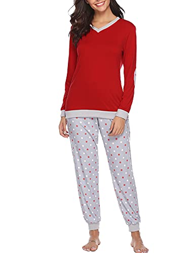 Soft Womens Pajama Sets Cotton Long Sleeve Pj Sets Comfy 2 Piece Sleepwear Cozy Loungewear Nightwear With Pockets