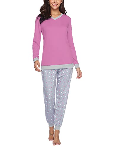 Soft Womens Pajama Sets Cotton Long Sleeve Pj Sets Comfy 2 Piece Sleepwear Cozy Loungewear Nightwear With Pockets