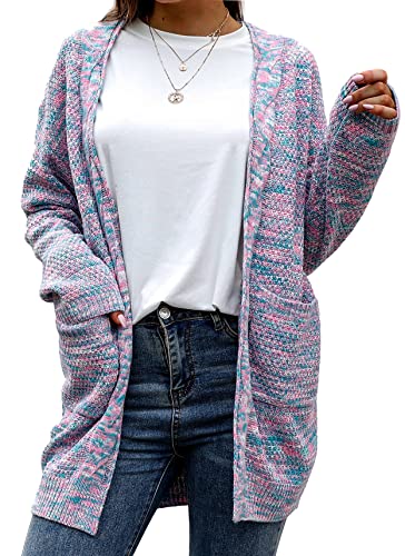 GRECERELLE Women's Loose Open Front Long Sleeve Chunky Knit Cable Cardigans Sweater with Pockets