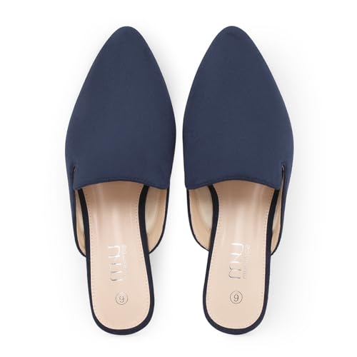 MUSSHOE All-Season Women's Mules:Pointed Toe Backless Loafers:Slip-on Dressy Comfortable Casual Office Business Flat Shoes for Working Women Aged 25-45