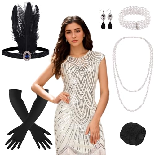 PLULON 1920s Sequin Flapper Dress
